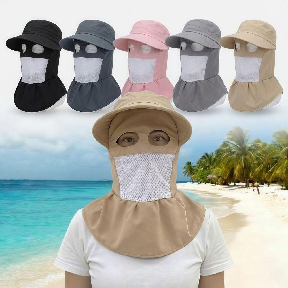 Wide Brim Face Mask Sun Hat Breathable Lightweight Tea Picking Work Hat Full Wrap UV Protection Fisherman's Hat Unisex Summer