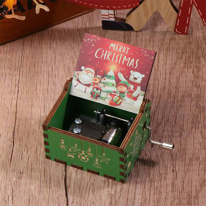 Рождественская деревянная музыкальная шкатулка с рукояткой на Хэллоуин, веселое рождественское украшение для дома, подарок на Рождество, день рождения, год