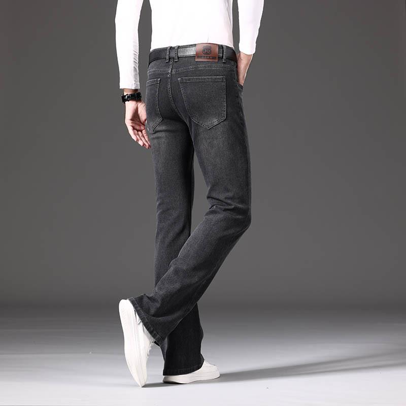 Men's Flared Jeans Men's High Waist Elastic Thickened Loose Denim Wide Leg Jeans