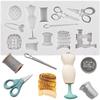 Sewing Tools Silicone Molds Scissors Button Sewing Designer Clothes Fondant Mold Cake Decorating Tools Cupcake Topper Candy Chocolate Gumpaste Mold