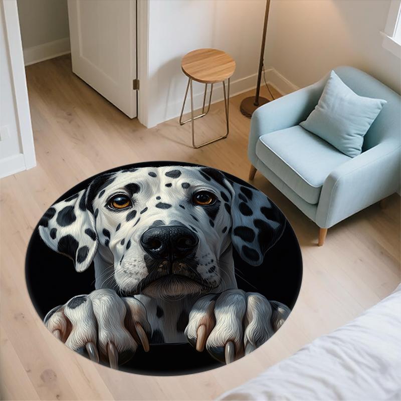 Dalmatian pattern round rug,Carpet Rug for Living Room Bedroom Playroom ,Non-slip Floor Mat,Holiday Gifts and Birthday Gifts.