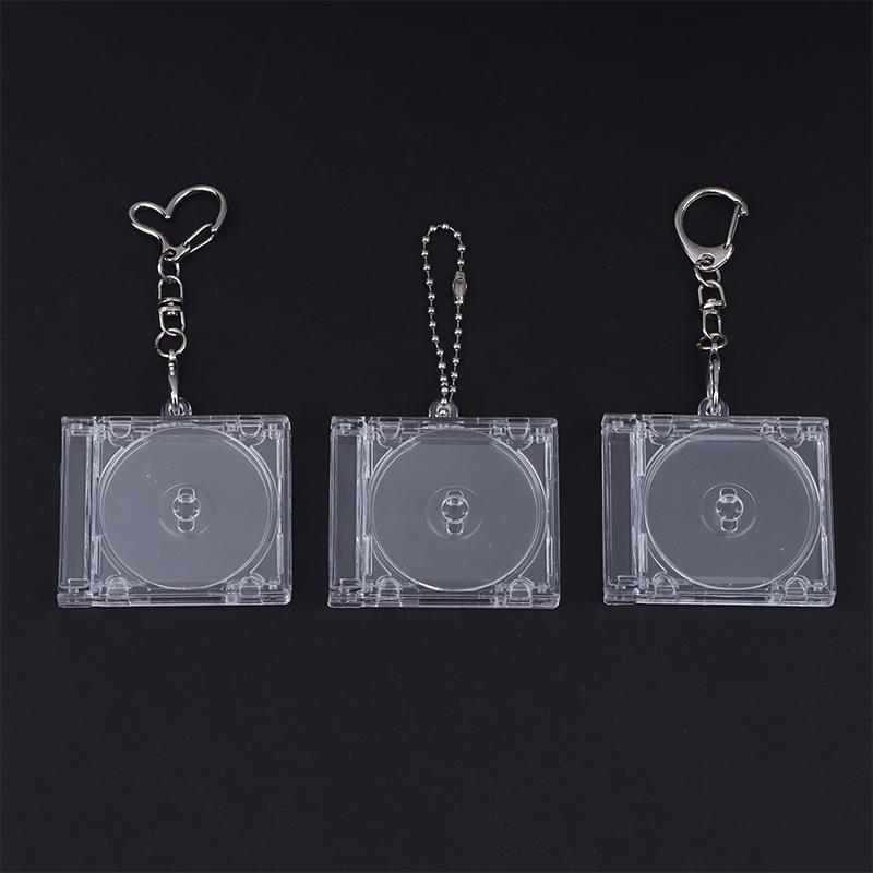 Mini Cd Keychain Album Cases Plastic Cd Cases Clear Dvd Cover Bulk Dvd Jewel Keyring Music Blank Mini Compact Disc Holder