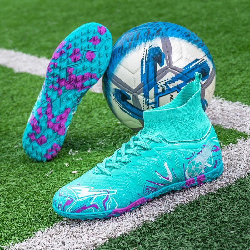 High-top football shoes men's and women's long nails TF broken nails artificial grass training shoes youth sports shoes
