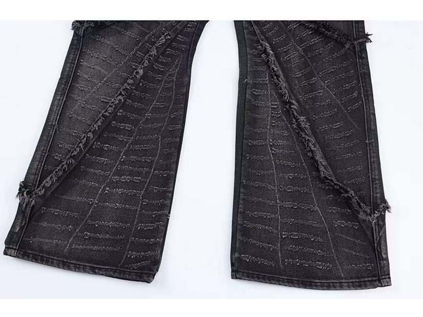 Мужские мешковатые джинсы в стиле ретро — рваный дизайн паутины с необработанными краями