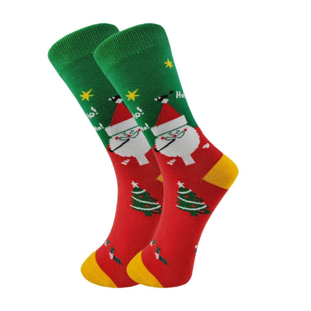 Рождественские подарки Гольфы до середины икры Лось Рождественский мультяшный Хлопковые Модные носки