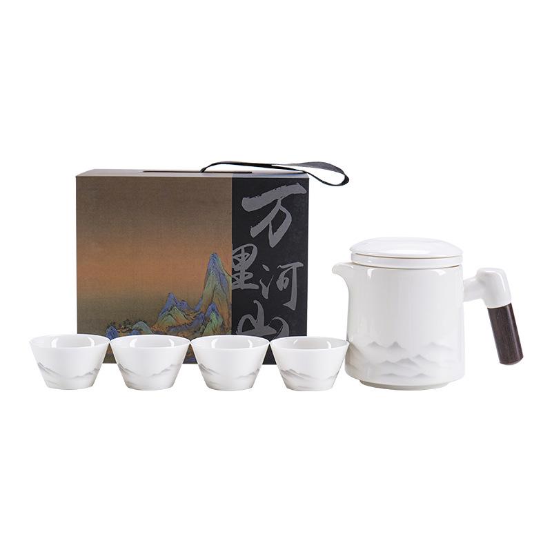 Travel tea set Outdoor camping one pot four cups brewing teapot tea tray portable bag Kung Fu tea set Fujian