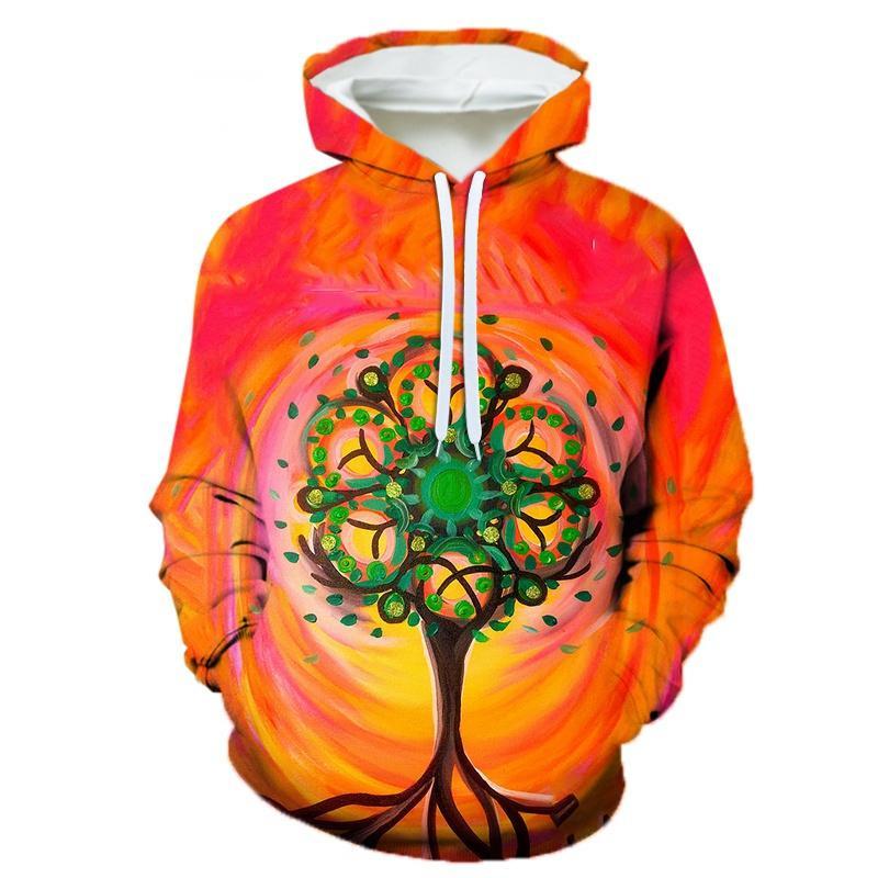 Мужской свитер Fourseason Fashion Creative Tree Psychedelic Printing 3D Fun Hooded Sweatshirt Art Casual Street Men's Sportswear