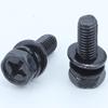 Iron-Plated Black Zinc Recessed Phillips Drive Hex Flange Screw, Three-Piece, M5/M6/M8/M10 Sizes