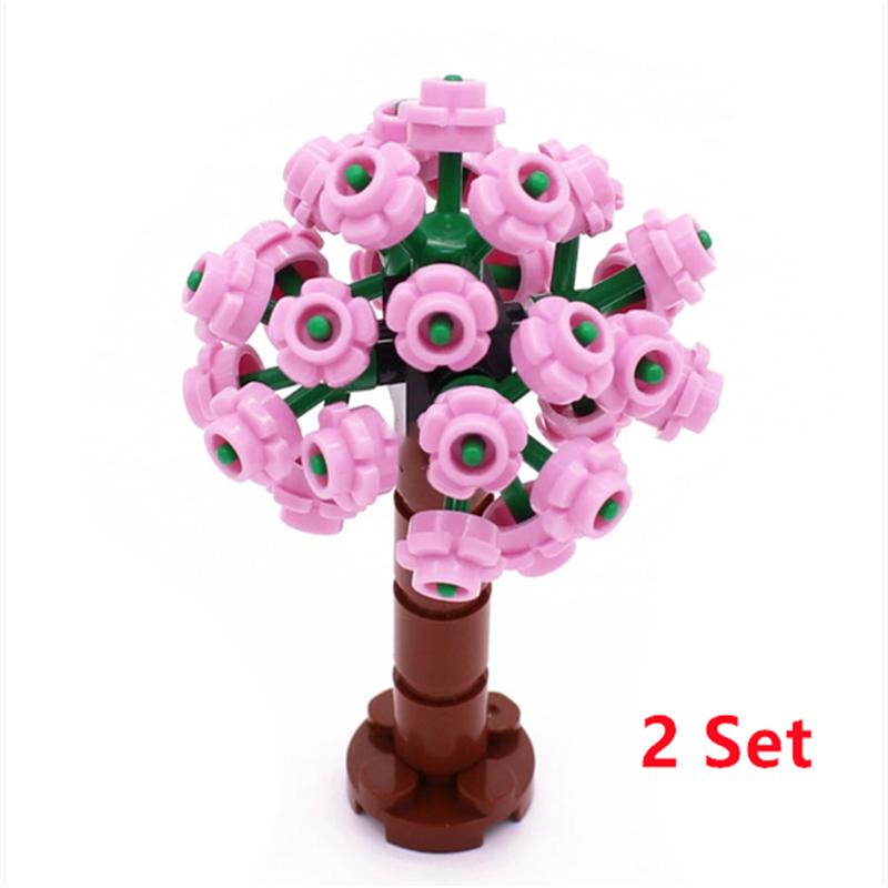 Buildings Blocks Tree Flower Sets City Plant Garden Bonsai Forest Natural City Street View Park Jungle MOC Model Toys For Kids