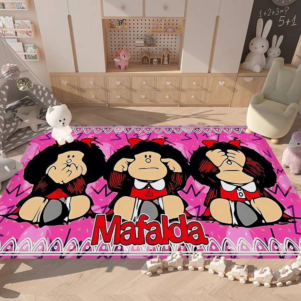 M-Mafalda Girl Floor Mat INS Style Soft Bedroom Floor House Laundry Room Mat Anti-skid Household Carpets