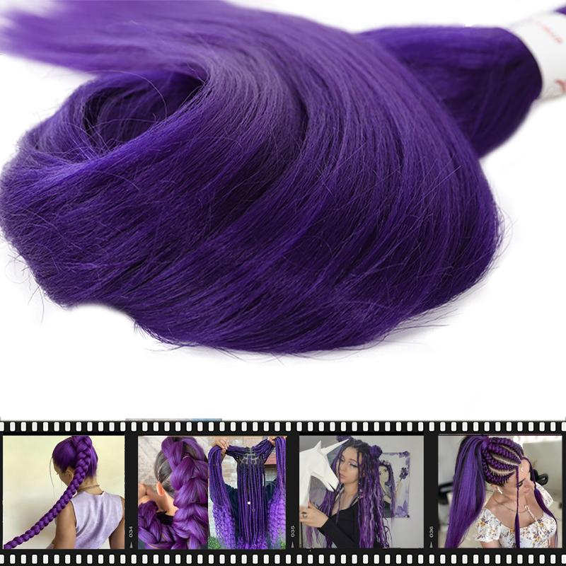 24 Inch Dark Purple Pre-Stretched Braiding Hair, Synthetic Pre-Stretched Braids Hair Extensions, 1 Pack Braiding Hair