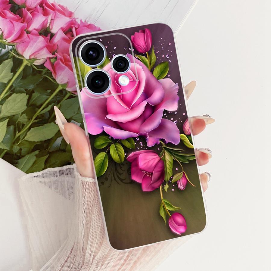 Чехол для OPPO Reno15 15F Защитный чехол для OPPO Reno15 F CPH2801 Reno 15 5G Capa цветок Мягкий силиконовый ТПУ Чехол для телефона
