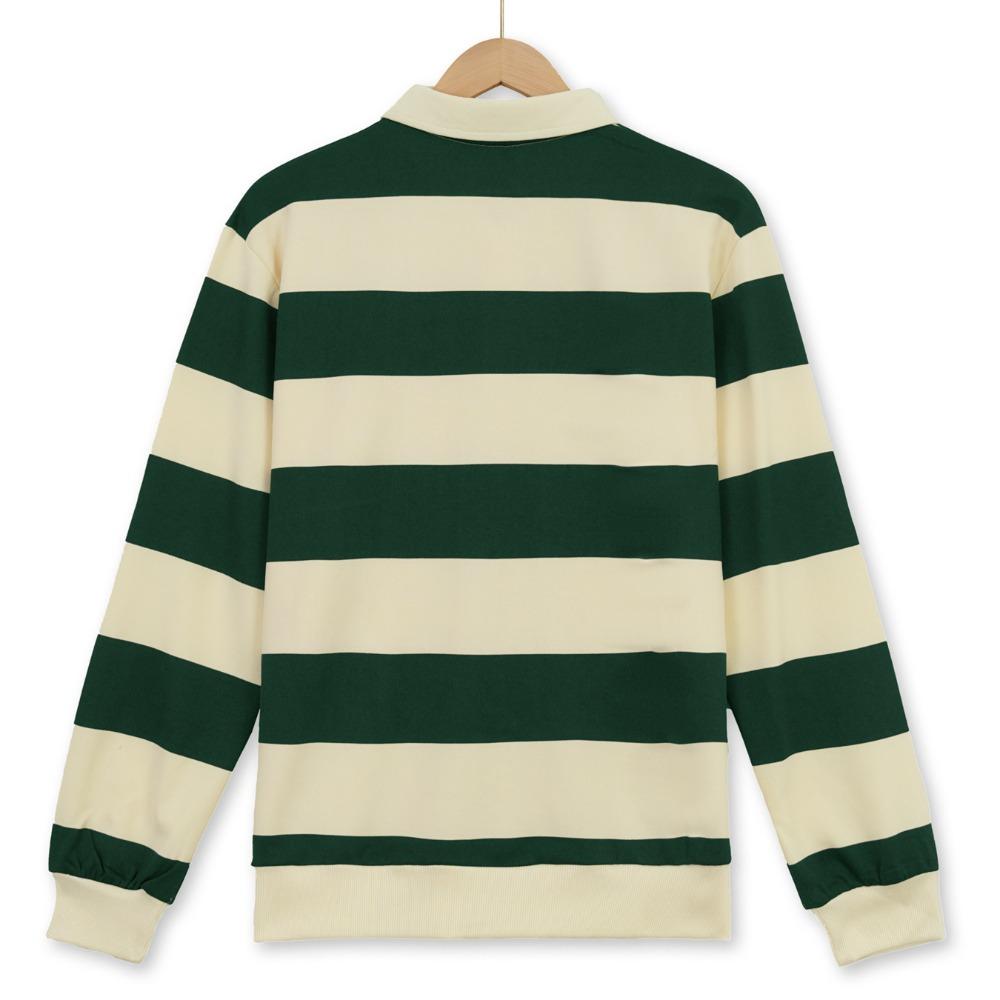 Men Long-sleeved T-shirt 2025 Autumn New Fashion Trend Striped Printing Casual Loose Outdoor Camping Lapel Top Couple POLO Shirt