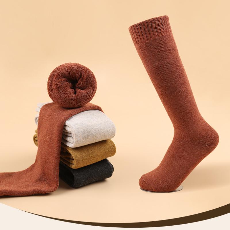 6 Pairs Spring Autumn Women's Terry Knee Socks Thick Warm Harajuku High Quality Long Cotton Socks Soft Casual Sport Socks Female