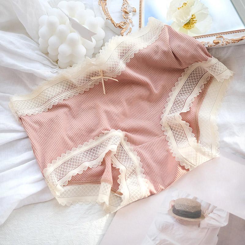 Нитка Хлопок Девушка Милая Кружевная Край Средняя Талия Удобный Бюстгальтер Эластичный Треугольник Нижнее Белье