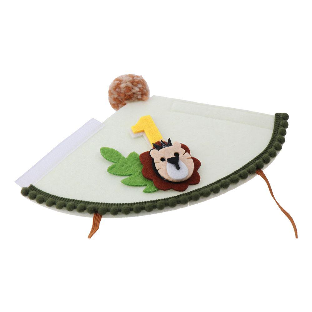 Зеленый/Белый Корона на 1-й День рождения 15*9,5*9,5 см Шляпа на День рождения для вечеринки в джунглях Первый День рождения