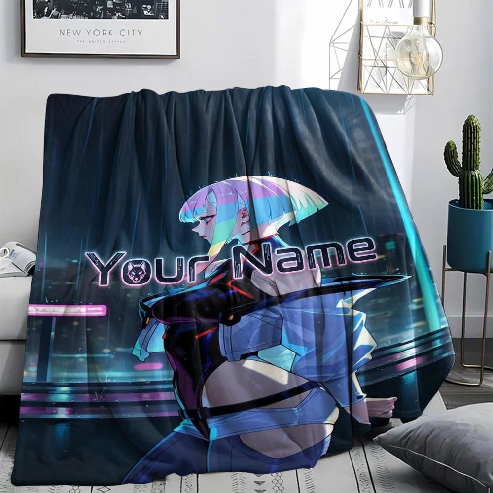1PC Anime Fusion Custom Name Patterned Flannel Blanket Suitable For All Seasons For Home Decor Warmth And Comfort Gifts Holiday Present
