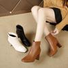 New Style Women's Square-Toe Thick High-Heeled Fashion Naked Boots for Autumn and Winter  Ankle Boots