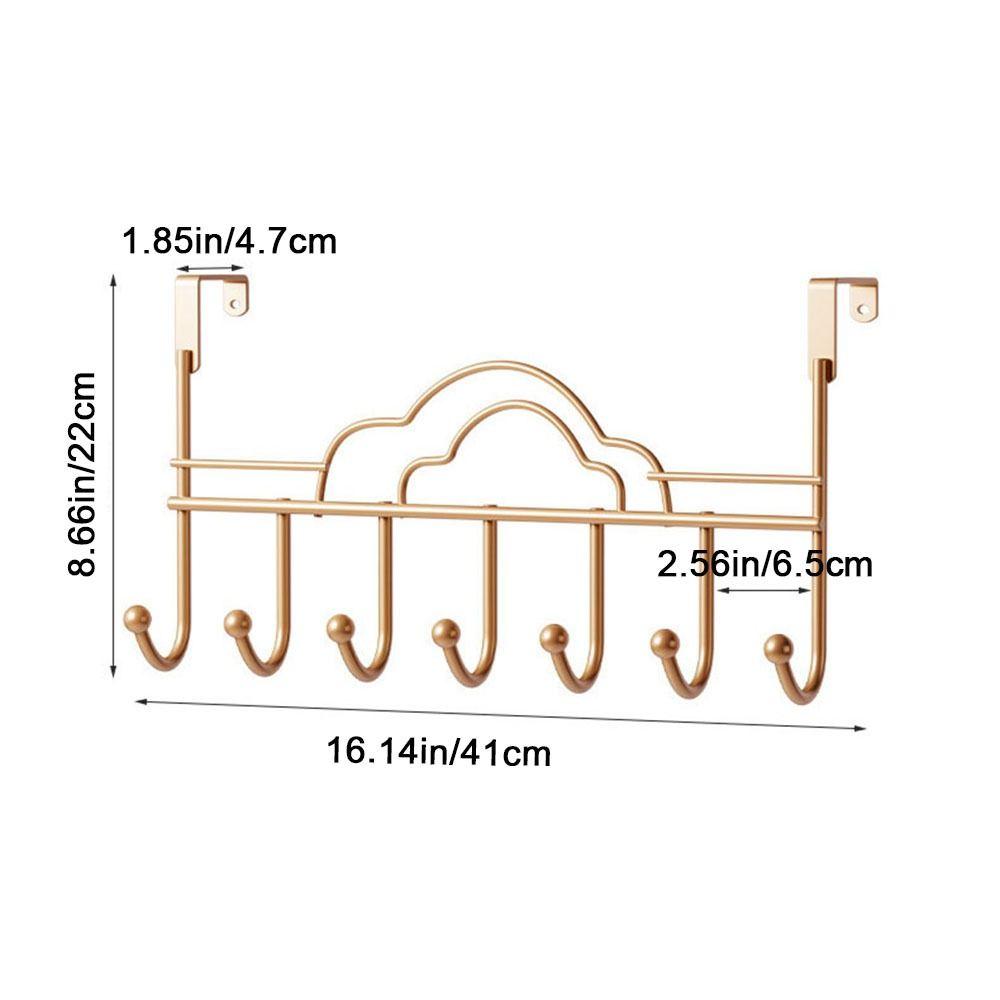 Iron Hat Coat Hooks Nail-Free Clothes Storage Rack Convenient 7-Hook Over Door Hanger  Home