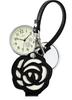 Fieldwork Analog Pocket Watch with Magnifying Rose Women's Strap, Glass, Black, Pattern, LW062-4