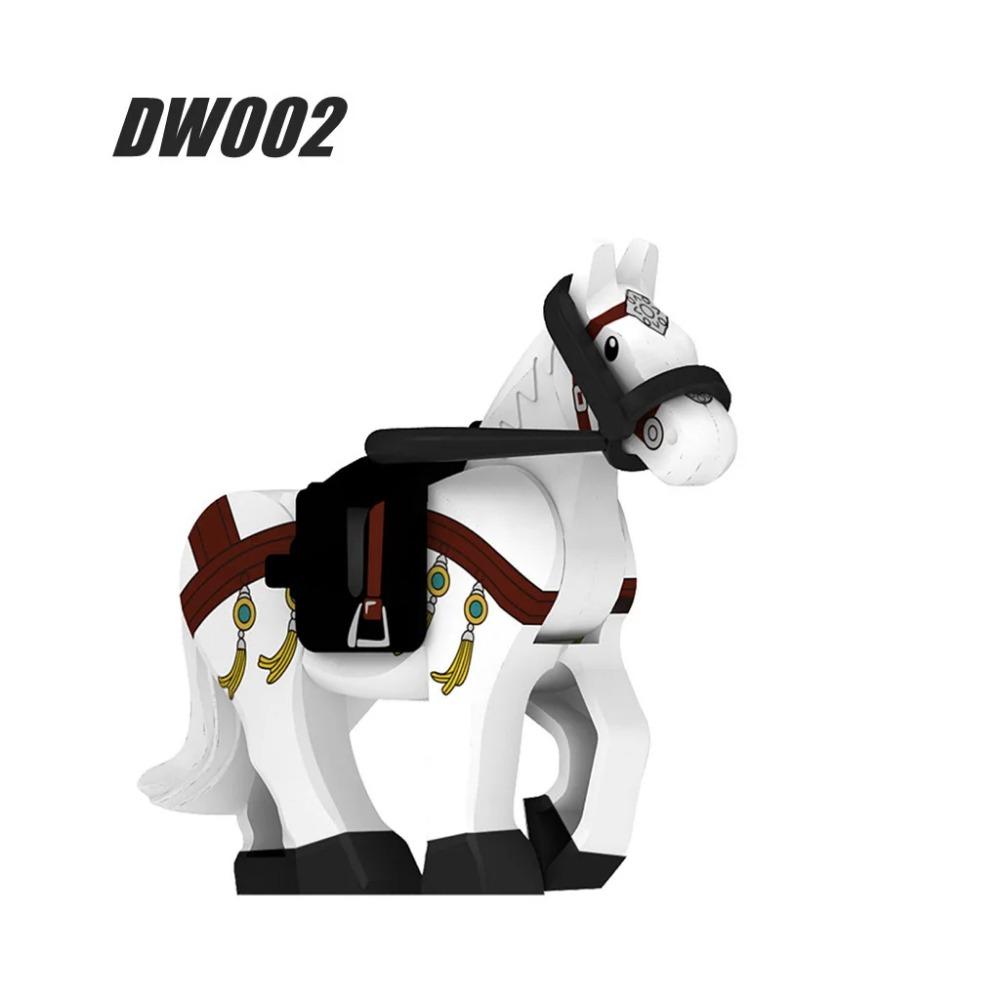 Военные Средневековые Строительные Блоки Фигурки Солдат Рыцарская Экипировка Аксессуары для Животных Маунт Броня Боевой Конь Мини Кирпичики MOC