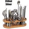 23-Piece Cocktail Shaker Set Perfect Gift ,Bartender Kit With Oval Bamboo Stand Detachable, Home Bar Tools Stainless Steel
