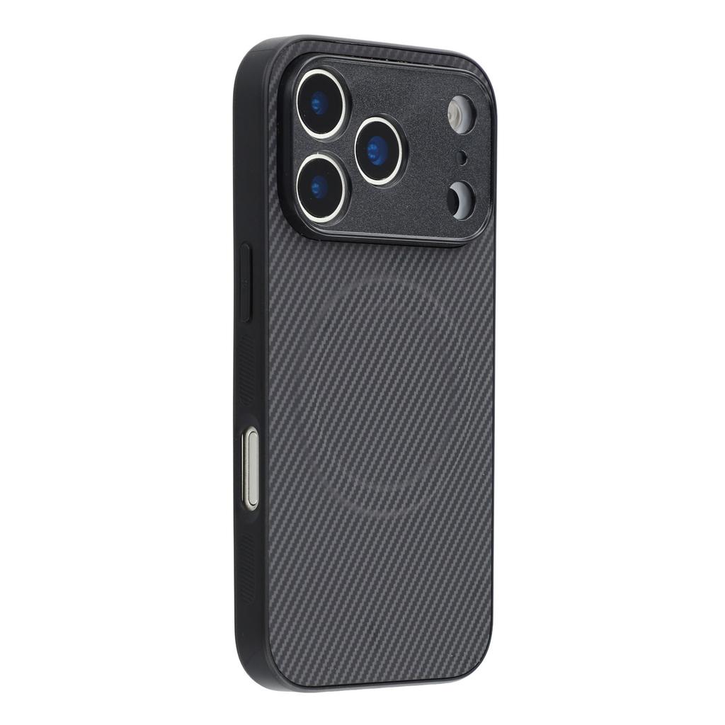 For iPhone 17 Pro Magnetic Case Carbon Fiber Texture TPU PC Phone Back Cover