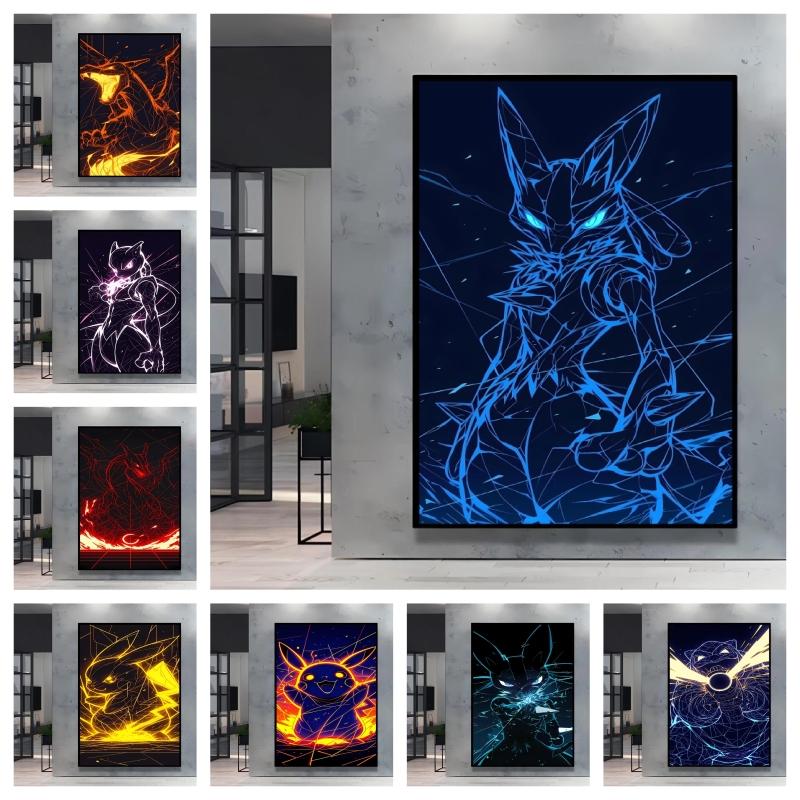 Cool Pokemon Lucario Wall Decoration High Quality Canvas Bright and Clear Colors Add A Mysterious Atmosphere To Your Home