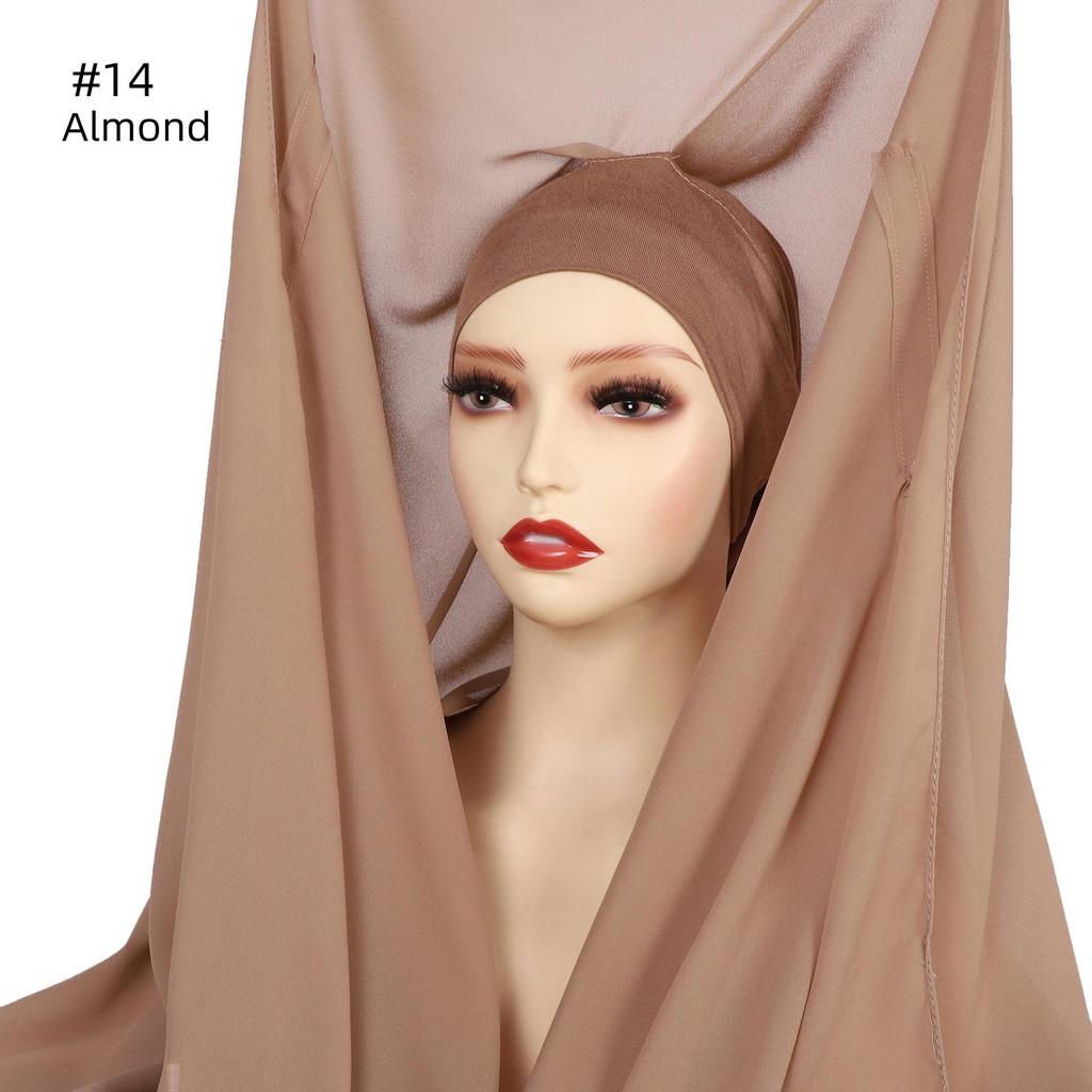 Solid Pearl Chiffon Scarf, Base Cap, & Magnetic Buckle Set