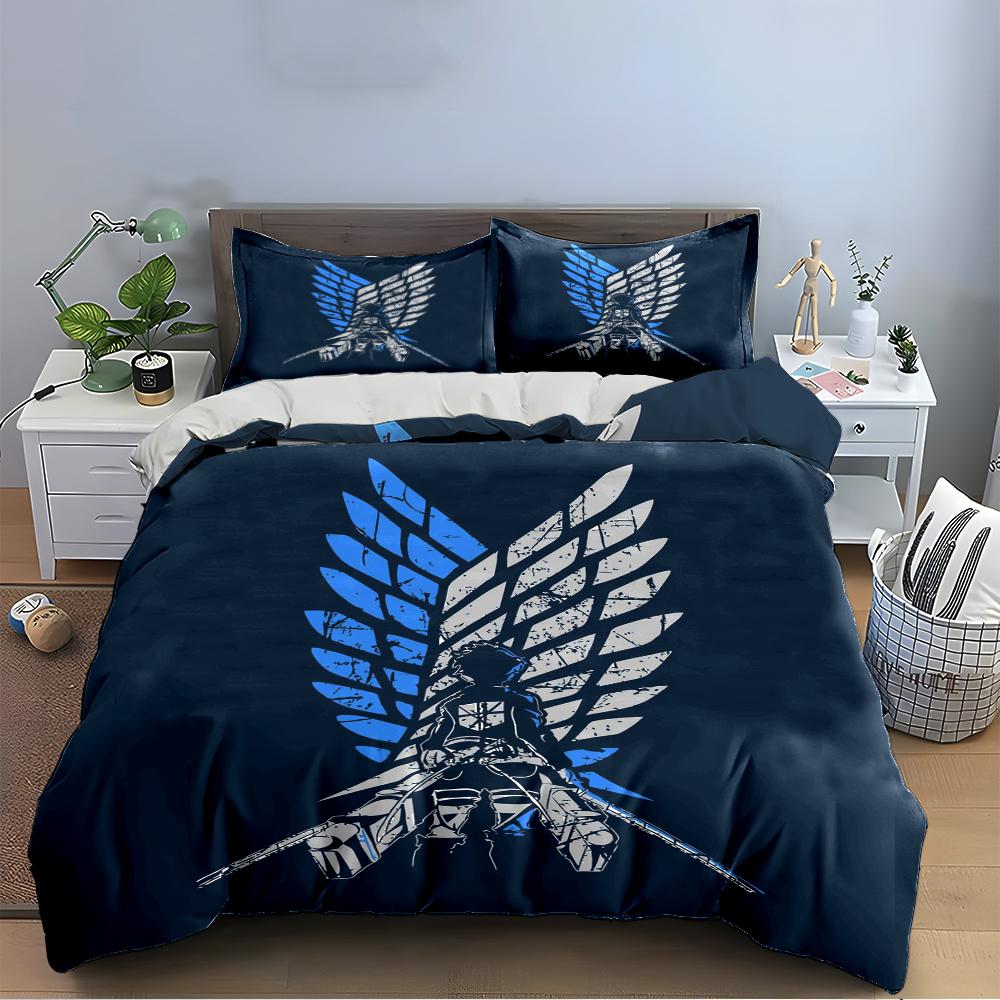 Anime-Inspired Wing Design Bedding Set Bedding set (1 duvet cover, 2 pillowcases, duvet not included)
