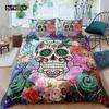 Sugar Skull Duvet Cover Teen Girl Bedding Set Sugar Skull Decor Bedding Skull Skeleton Roses Floral Print Duvet Cover Decorative