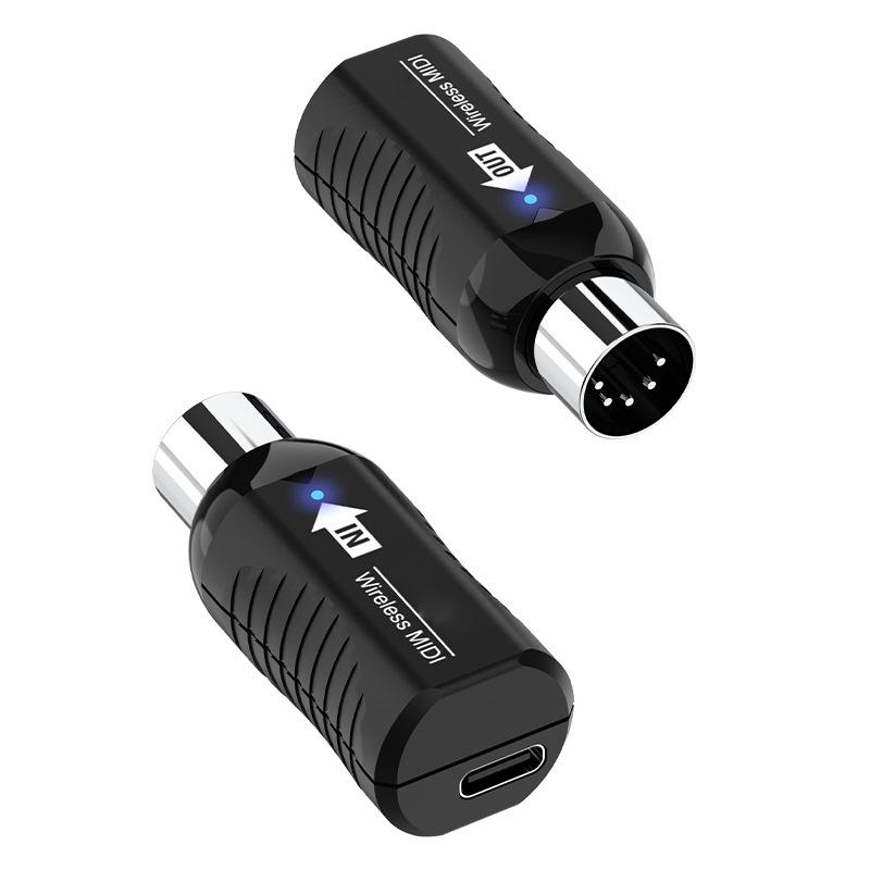 Wireless MIDI Adapter Rechargeable Audio Transmitter Receiver 2.4GHz Ultra-Low Latency Built-in Silent Portable MIDI Connector