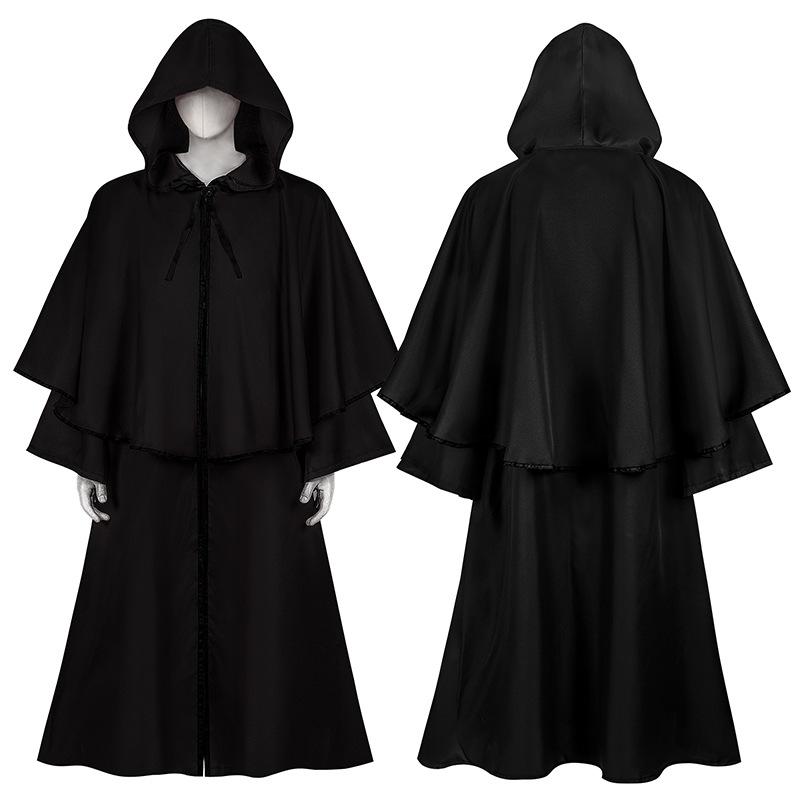 Halloween Cape Medieval Robe Cape Wizard Guide Grim Reaper Long Sleeve Coat