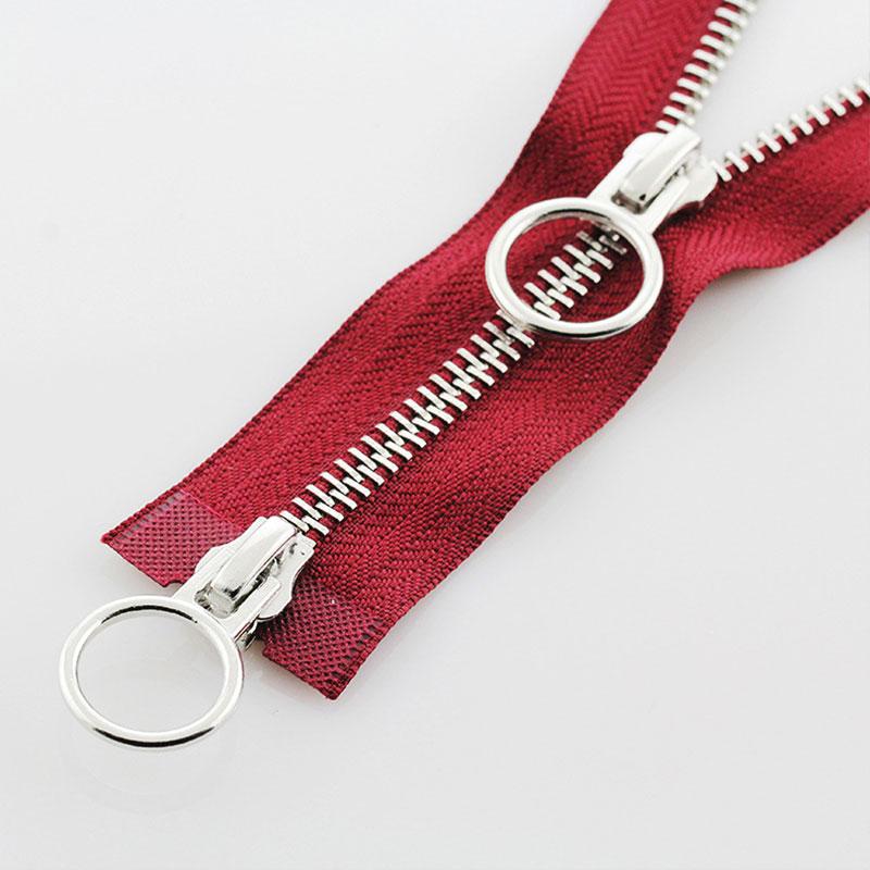 5# 70/90cm Double Circle Sliders Metal Open Tail Auto Lock Zipper For Long Down Jacket Coat DIY Sewing Handcraft Accessories