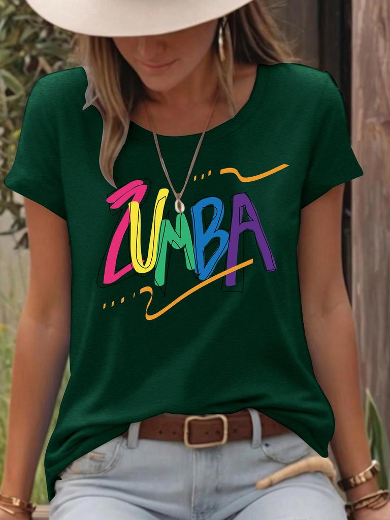 Женская красочная футболка свободного кроя с коротким рукавом и принтом ZUMB