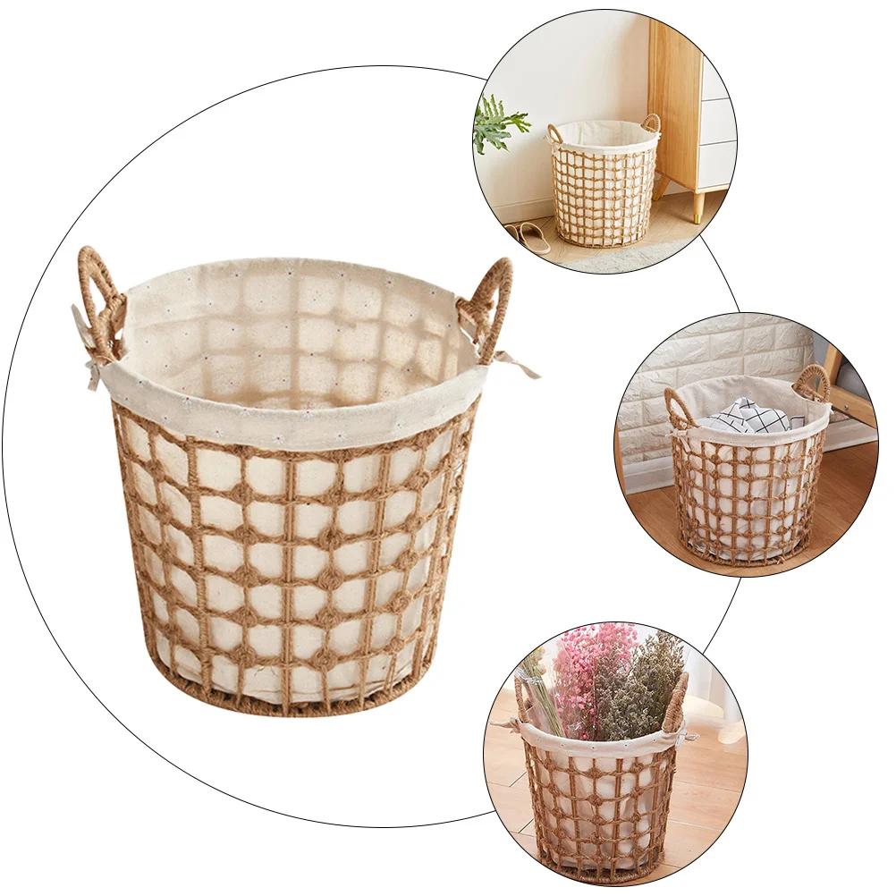 Freestanding Laundry Hamper Woven Basket Foldable Trash Can Dirty Clothes Container Trash Can Gallon Office Trash Can Trash Bag