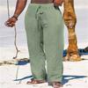 Men's Cotton Linen Solid Colour Drawstring Breathable Outdoor Daily Loose Straight Trousers