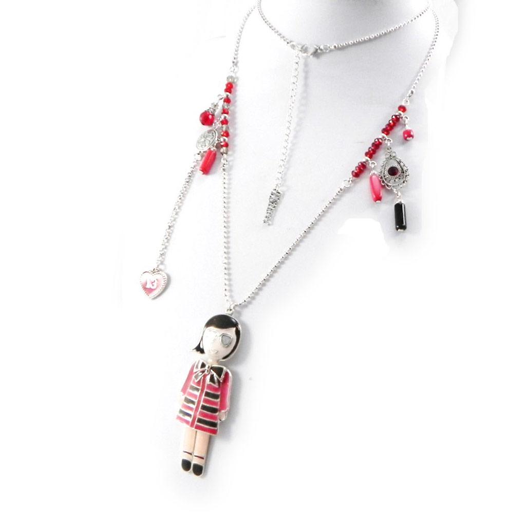 Les Trésors De Lily [H9857] - Red 'Mangas' Designer Long Necklace