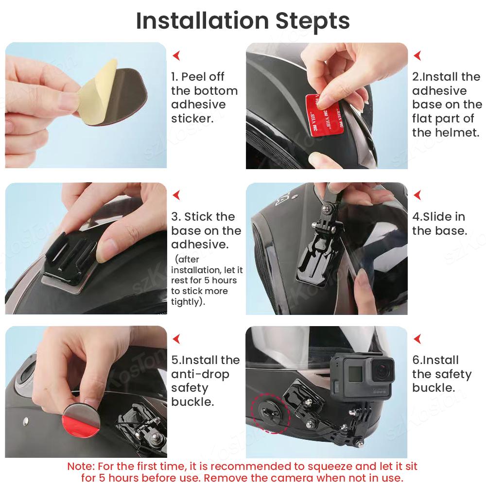 Крепления на шлем с клеевым слоем, плоское изогнутое крепление для GoPro Hero 13 12 11 10 9 8 Insta360 X5 X4 AKASO DJI OSMO Action 5 Pro SJCAM