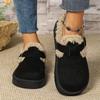 Faux Fur Buckle Decor Flats for Women Winter Warm Thicken Plush Cotton Padded Snow Boots Comfort Thick Sole Non Slip Casual Shoe