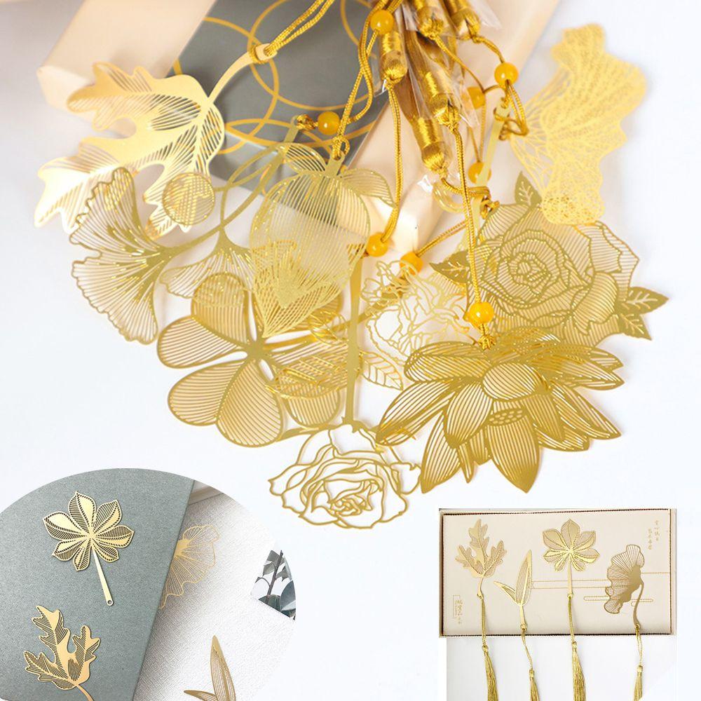 School Stationery Student Gifts Leaf Metal Bookmark Reading Mark Books Accessories Brass Book Clip