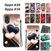 Handmade PU Leather Flip Case for Oppo A38/Oppo A18 Anti-Slip Shockproof Cover with Wrist Strap & Heart/Rose Cat Designs