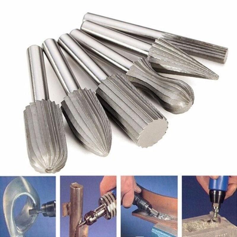 6 Pcs/set Rotary File Drill Rotary Grater Burr Accessories for Metal Engraving / Grinding / Drilling