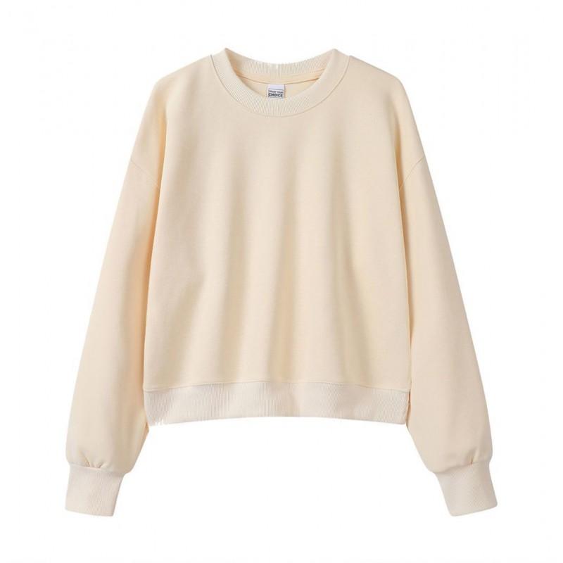 Korean Style Womens Short Hooded Zip-Up Cotton Blend Sweatshirt Loose Fit Winter Casual Top