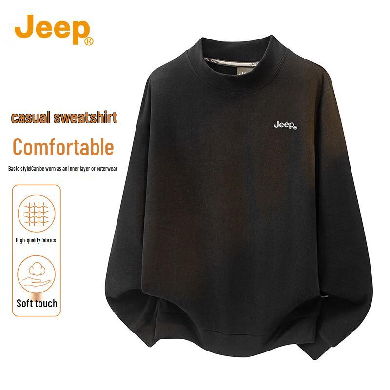 JEEP Men's Semi-High Collar Long Sleeve Sweatshirt