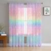 Mermaid Scales Ocean Rainbow Chiffon Sheer Curtains for Living Room Bedroom Home Decoration Window Voiles Tulle Curtain