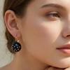 Zinc Zinc Alloy Polka Dot Earrings Black White Dangle Earrings Fashion Round Ball Ear Buckles  Party Wear