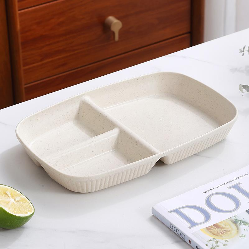 Divided Dish Diet Reusable Dinner Plate Kitchen Dinnerware Portion Plates For Adults 3 Compartments Microwave Safe