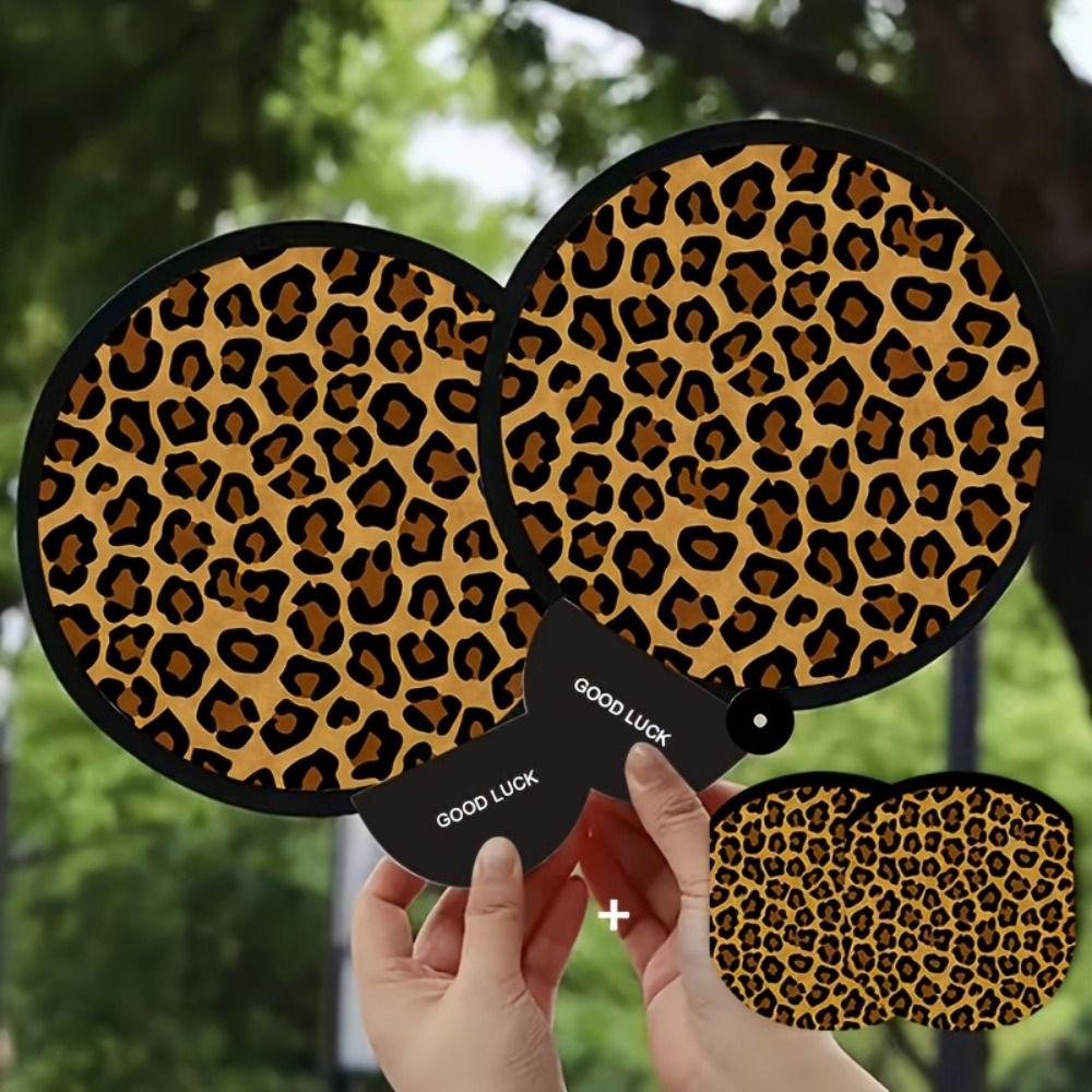 Football Pattern Mini Handheld Fan Lightweight Leopard Print Fan Creative Round Fan Travel