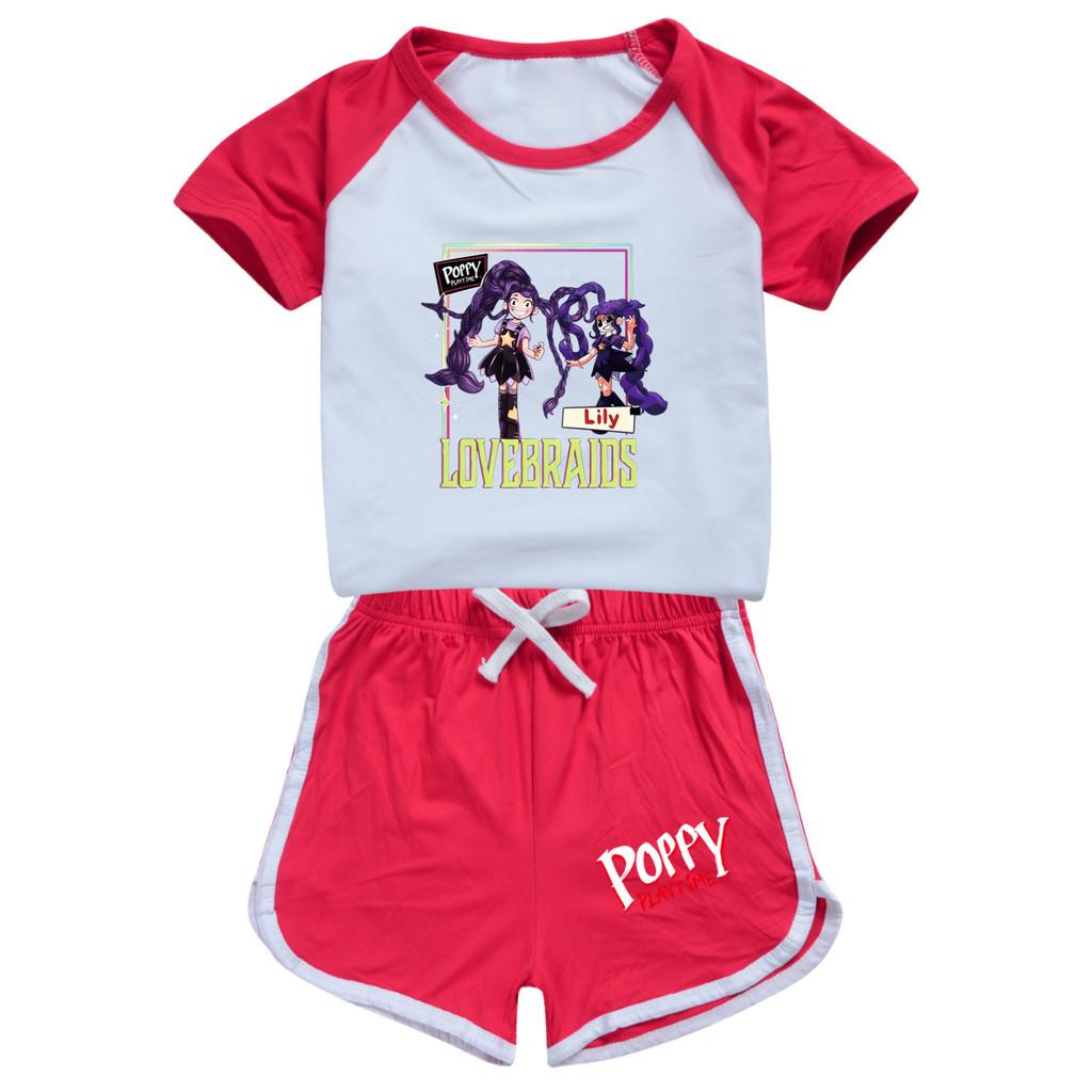 5594 Kids Girls Outdoor Lily Lovebraids Print T-shirt Pants Tracksuit Sets